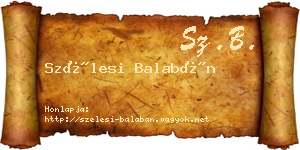 Szélesi Balabán névjegykártya